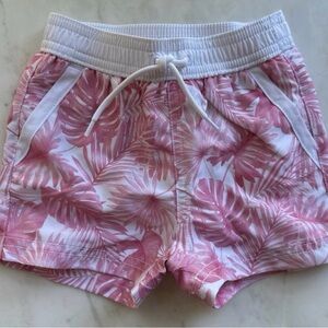Janie and Jack Pink Tropical Print Swim Trunks